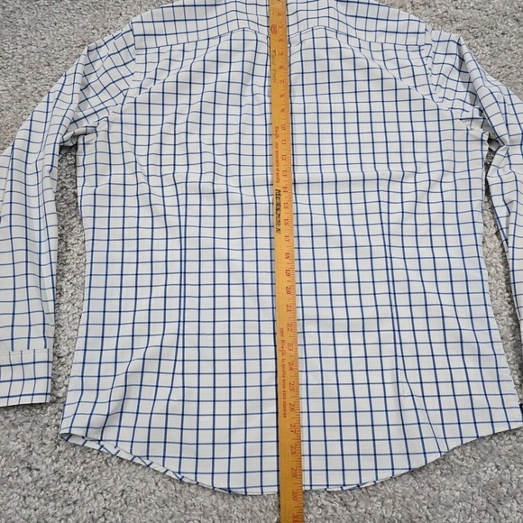 Mizzen Main Shirt Men XL White Blue Check Leeward Button Trim Fit Stretch Office - Picture 8 of 11